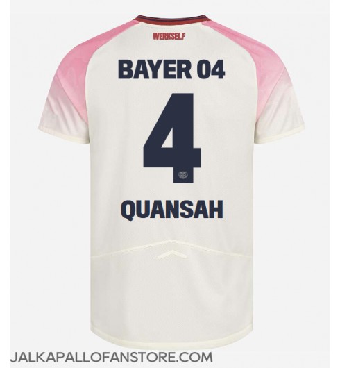 Bayer Leverkusen Jarell Quansah #4 Vieraspaita 2025-26 Lyhythihainen Bayer Leverkusen Jarell Quansah #4 Vieraspaita 2025-26 Lyhythihainen